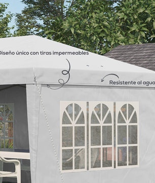 Outsunny Partytent 6x3m Pop-Up Gazebo met 4 Afneembare Zijwanden en Ramen, Waterdicht, UV-beschermend, Wit
