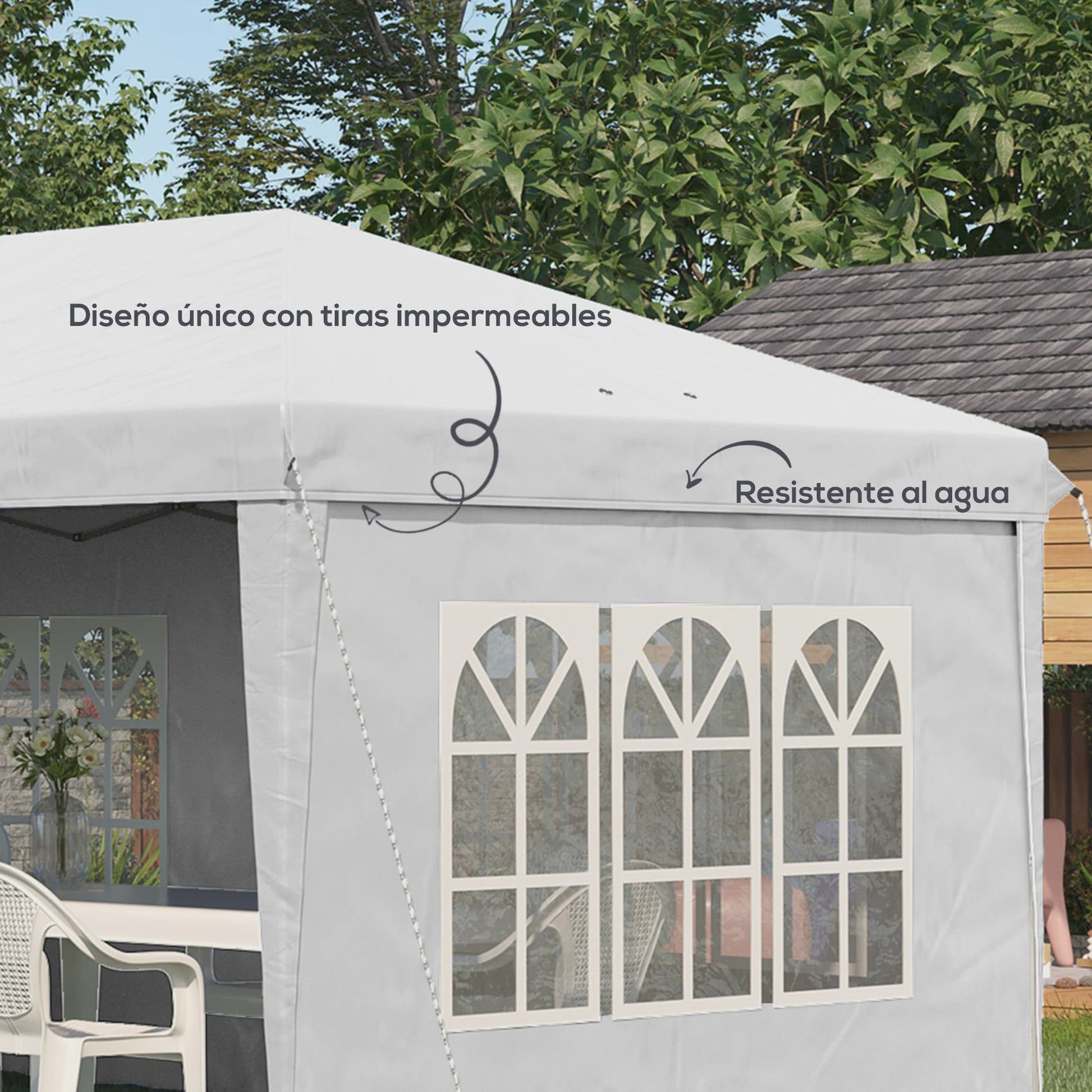 Outsunny Partytent 6x3m Pop-Up Gazebo met 4 Afneembare Zijwanden en Ramen, Waterdicht, UV-beschermend, Wit