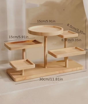 Houten Display Rek met Meerdere Niveaus - Stijlvolle Opberger voor Sieraden, Planten & Decoratie