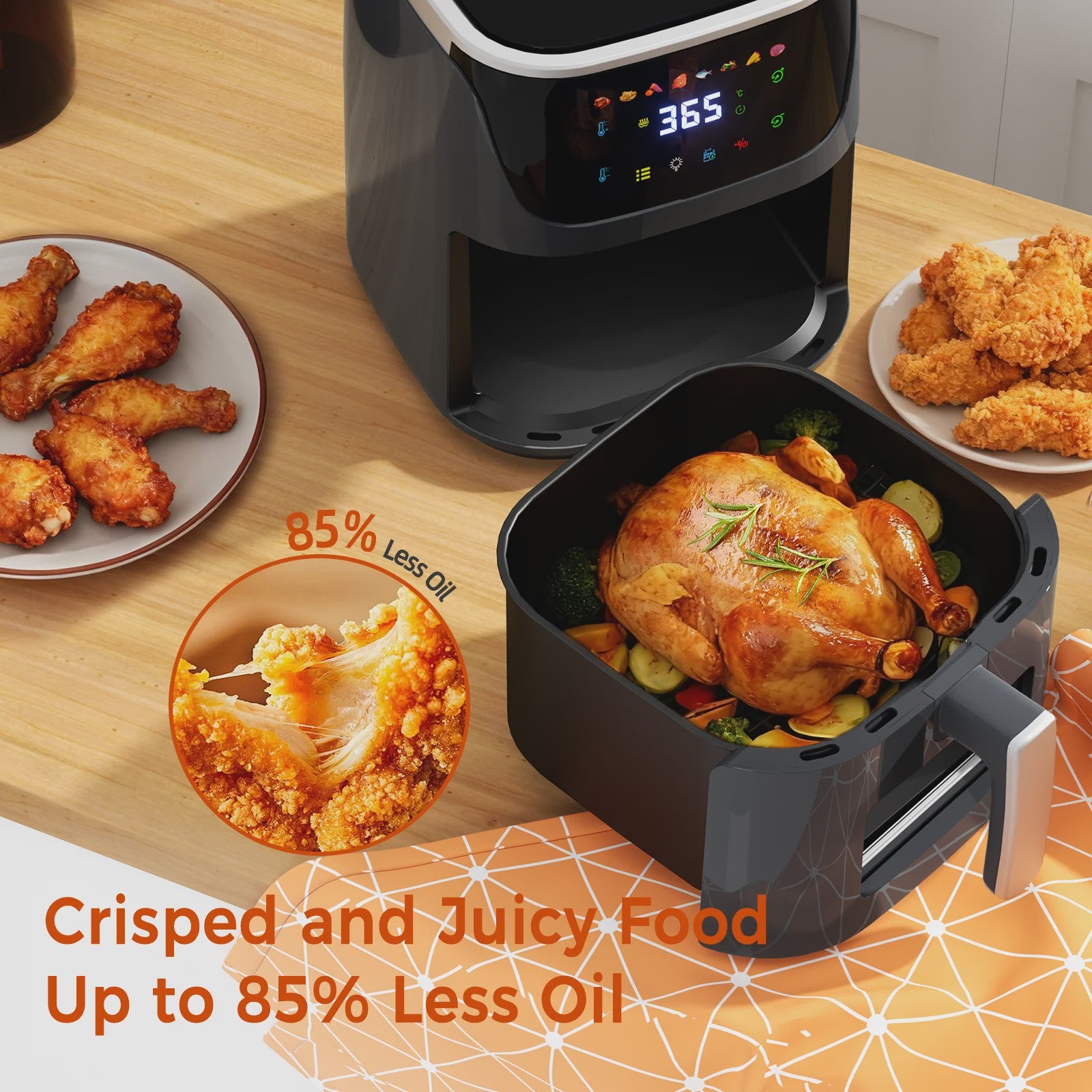 7L Airfryer met Zichtvenster - 1500W, Digitaal Touchscreen, Vaatwasserbestendig