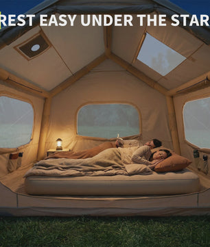 Opblaasbare Glamping Tent voor Camping - Waterdicht, 4-Seizoenen, Makkelijk Op te Zetten (2-6 Pers.)
