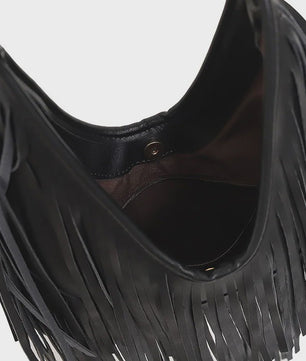 Luxe Dames Schoudertas met Lange Franjes - Zacht PU Leer, Casual Hobo Tote