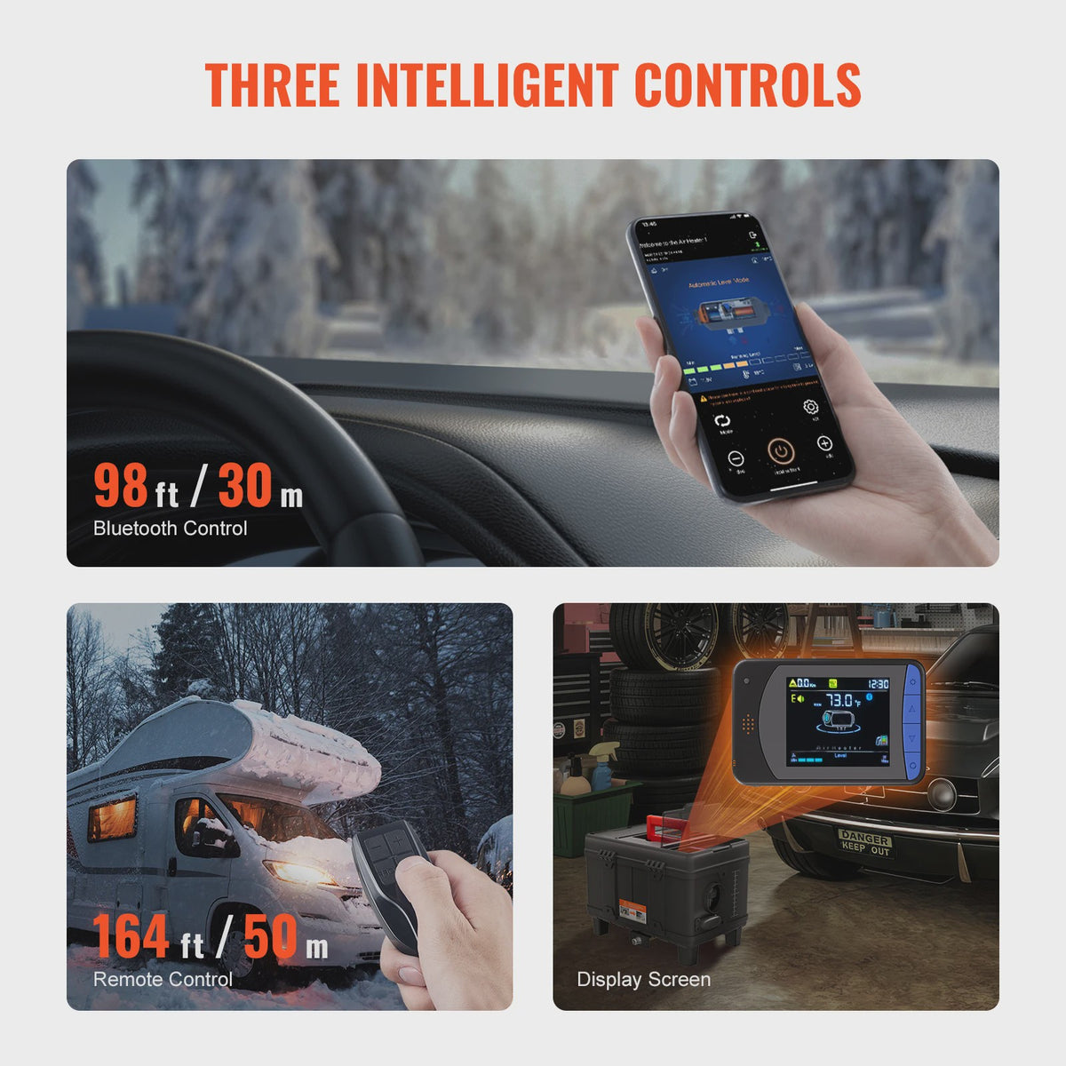 8KW Diesel Luchtverwarmer 12V/24V met Bluetooth App Bediening & CO Alarm - Draagbaar voor Voertuigen en Garage