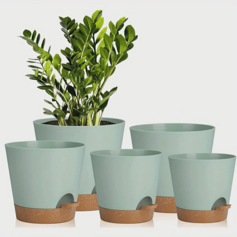 Set van 5 Zelfwaterende Plantenpotten voor Binnen - Diverse Maten (5-7 Inch)