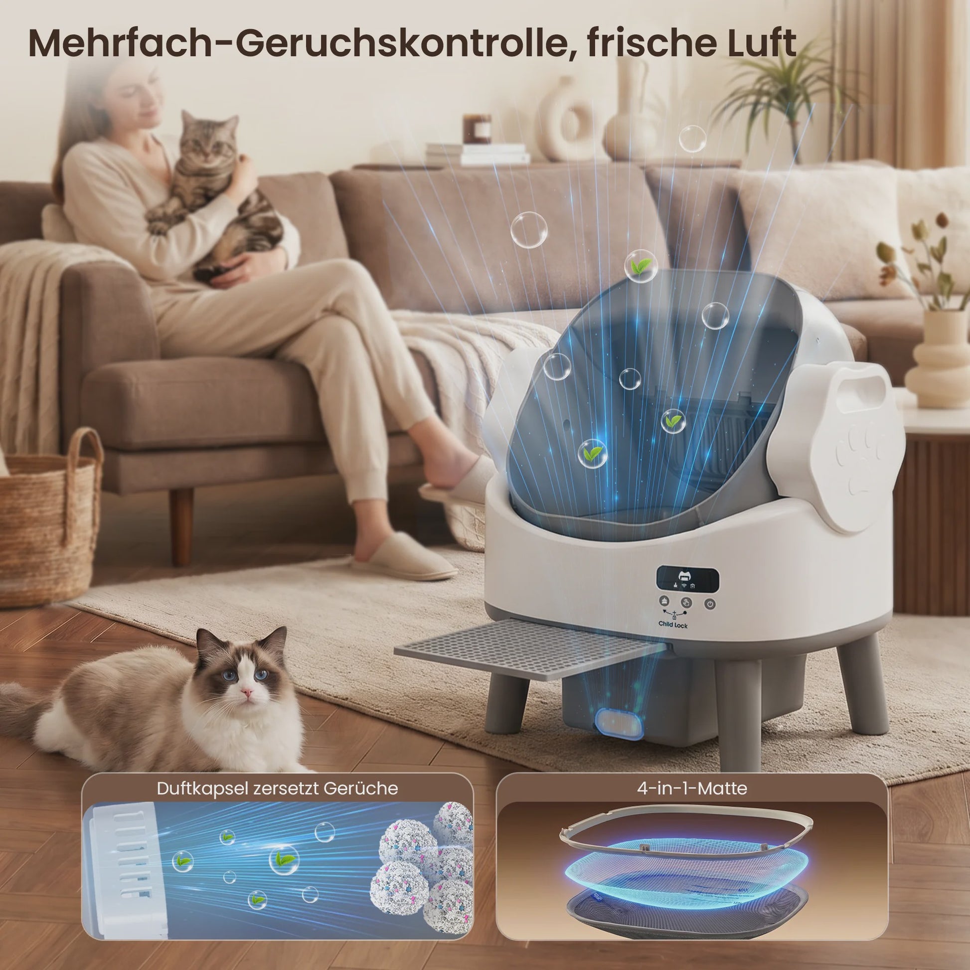Automatische Kattenbak - Slim, Zelfreinigend & Geurvrij met Veiligheidssensor