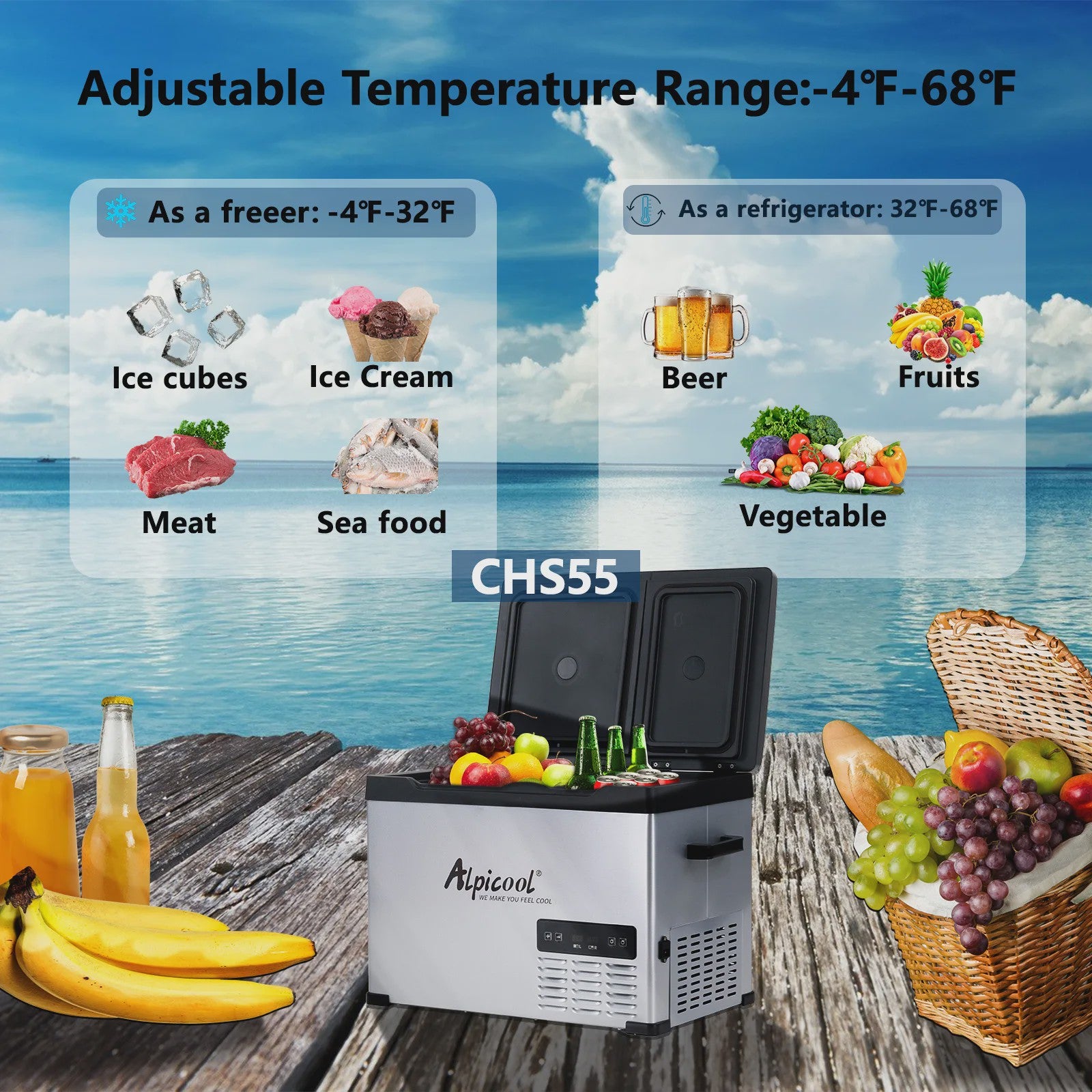 Alpicool CHS45 32L Draagbare Compressor Koelbox & Vriezer - Ideaal voor Auto en Camping