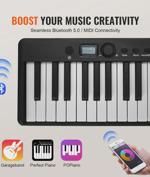 Opvouwbaar 88 Toetsen Digitale Piano Keyboard met Bluetooth & MIDI - Draagbaar en Oplaadbaar