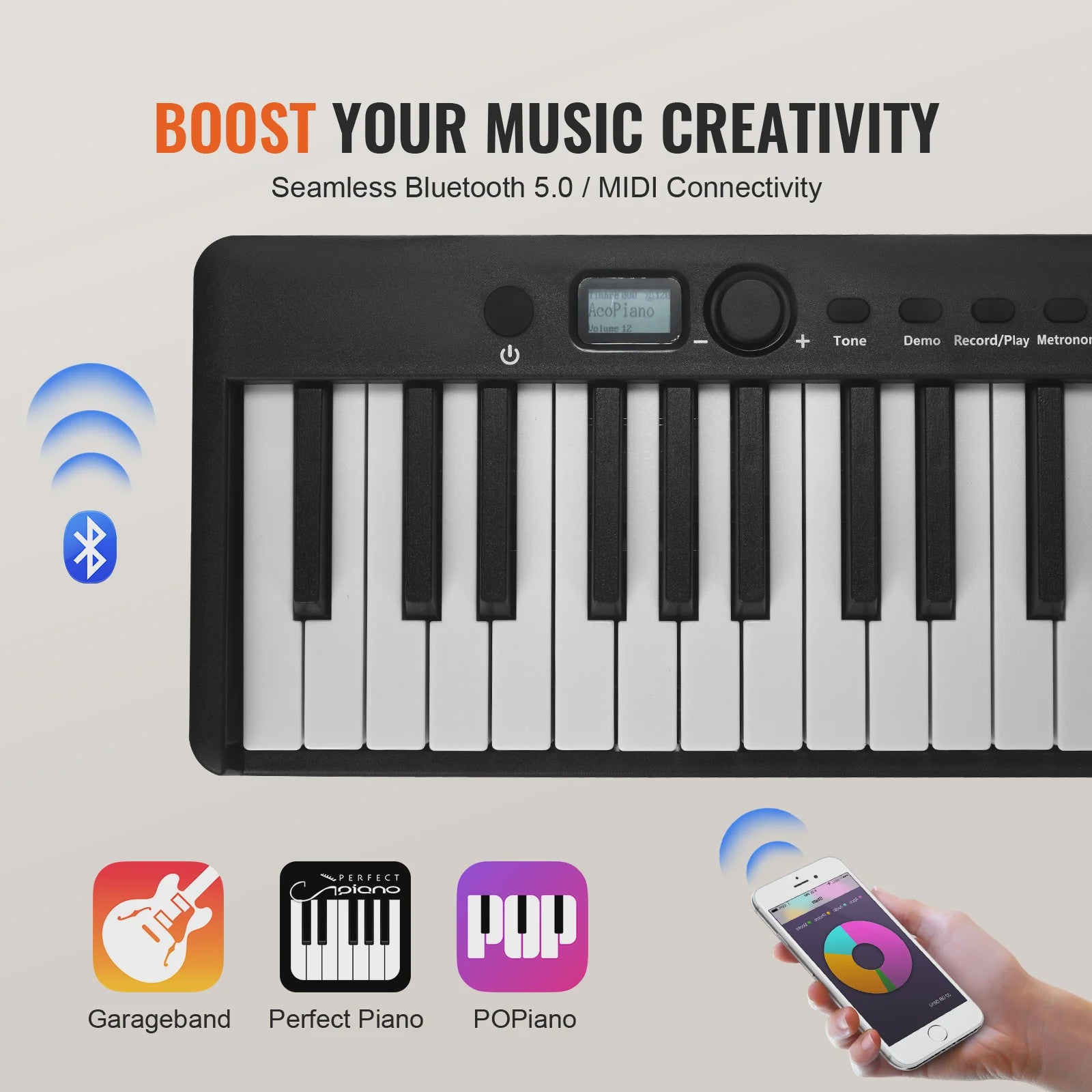 Opvouwbaar 88 Toetsen Digitale Piano Keyboard met Bluetooth & MIDI - Draagbaar en Oplaadbaar