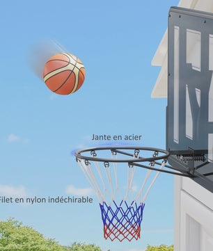 SPORTNOW Wandmontage Basketbalring met Onbreekbaar Bord, Stalen Ring en Scheurvast Net - Zwart
