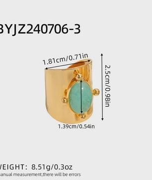 Bohemian Ringen met Natuursteen (Turquoise & Malachiet) - Goudkleurig Staal