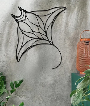 Unieke Metalen Wanddecoratie Manta Ray - Luxe Vis Hangend Ornament voor Huis & Kantoor