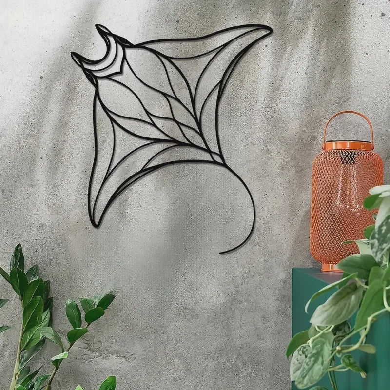 Unieke Metalen Wanddecoratie Manta Ray - Luxe Vis Hangend Ornament voor Huis & Kantoor