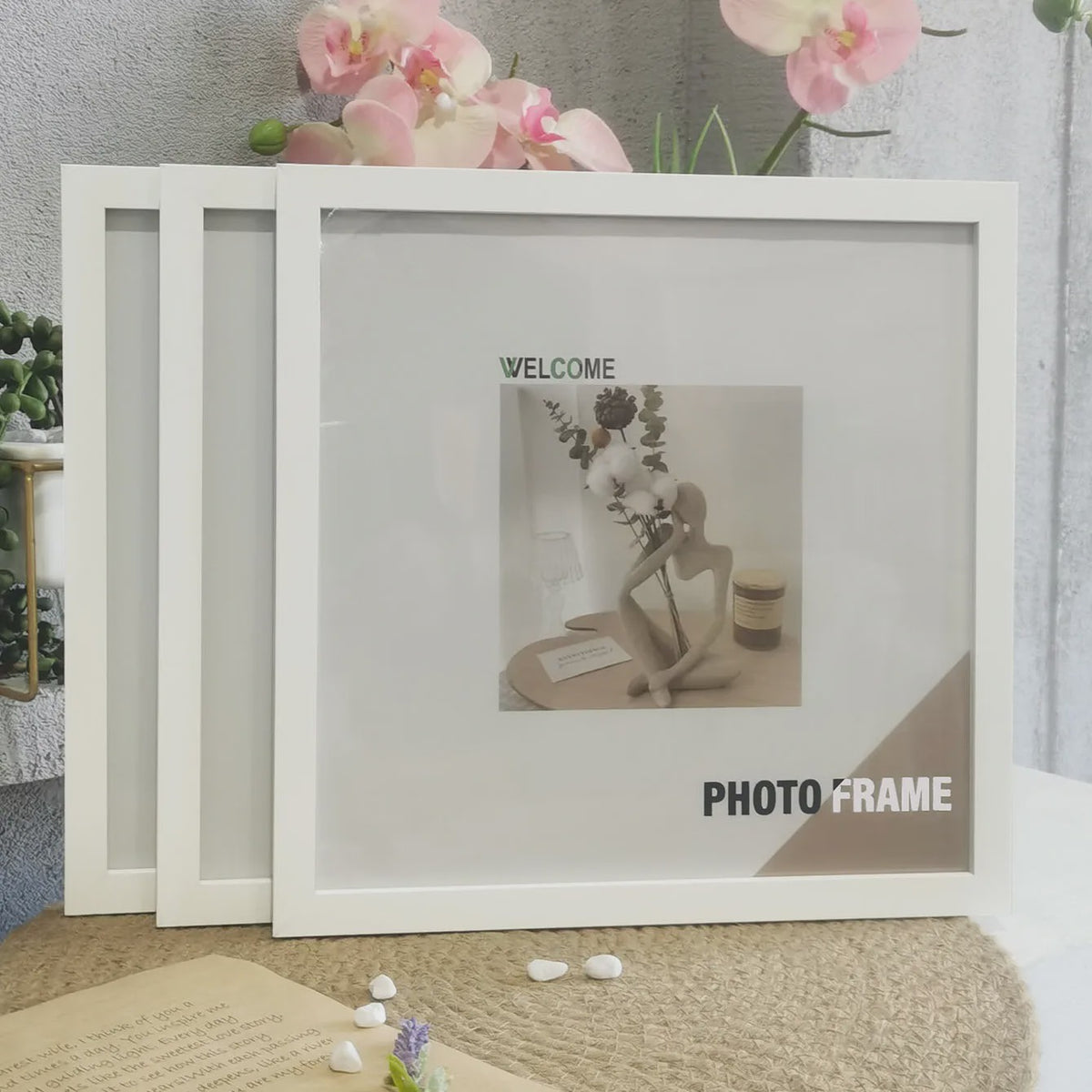 Set van 3 Houten Vierkante Fotolijsten - Wanddecoratie & Desktop - 20x20cm & 30x30cm