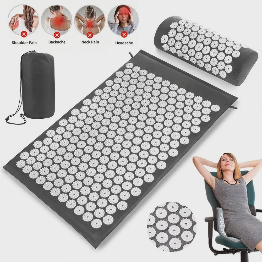 Acupressuur Mat & Kussen Set - Ontspanning en Pijnverlichting voor Rug, Nek en Lichaam