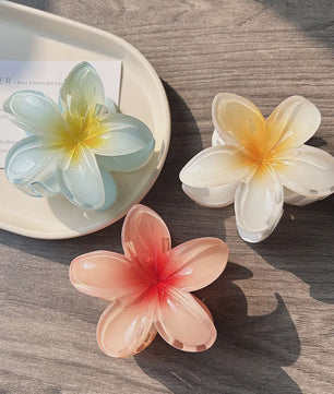 3x Grote Boho Bloemen Haarclips Acryl - Gradient Kleuren & Hawaii Stijl Haaraccessoires voor Dames