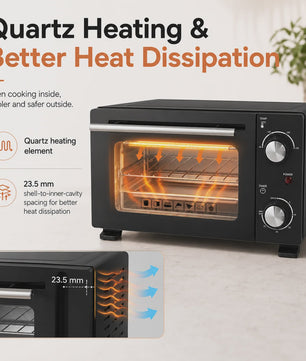 Compacte Elektrische Oven 10L - 800W, 90-230°C, Timer, Bakplaat & Rooster
