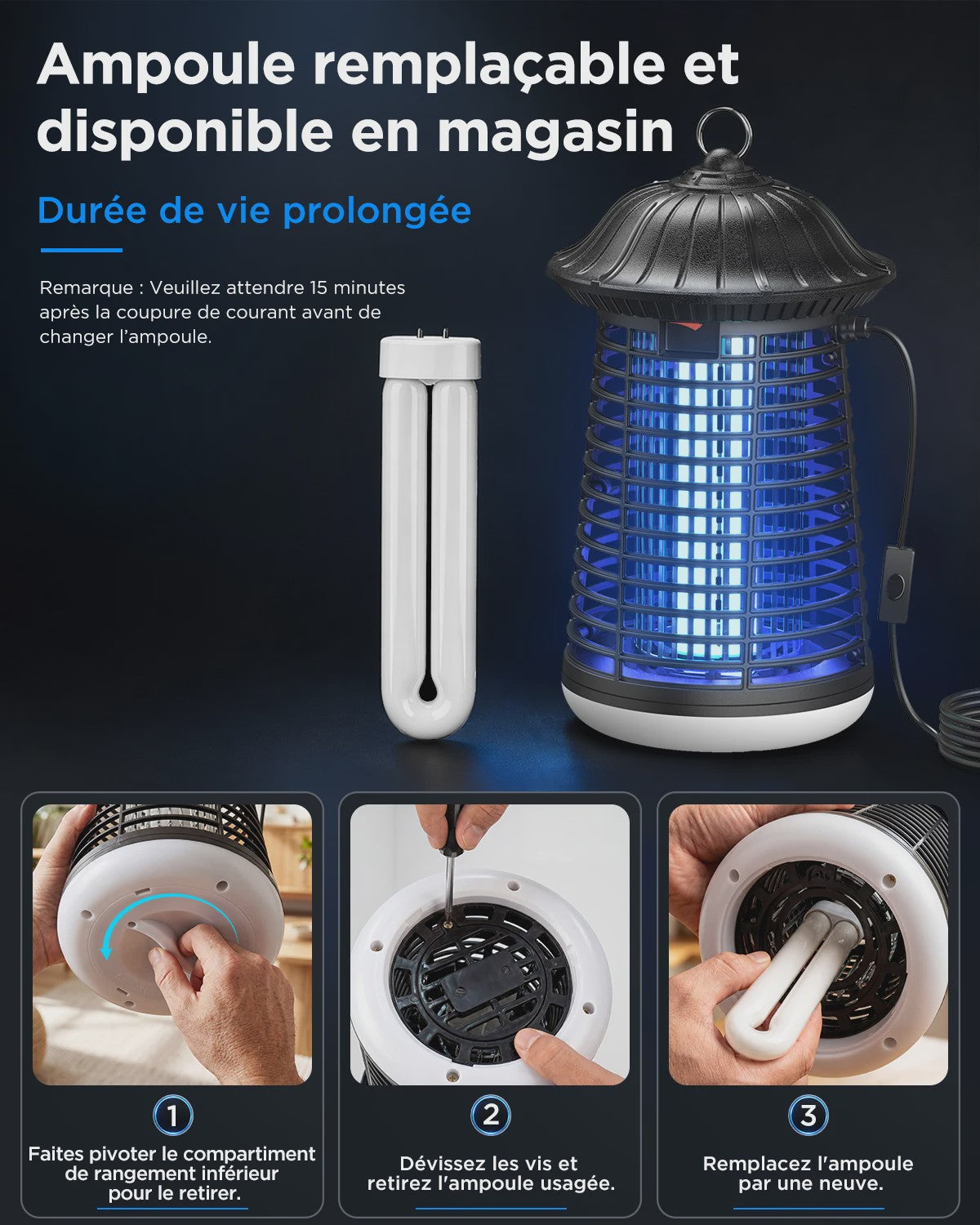 Elektrische Insectenlamp 4200V met LED - Muggenverjager voor Binnen & Buiten