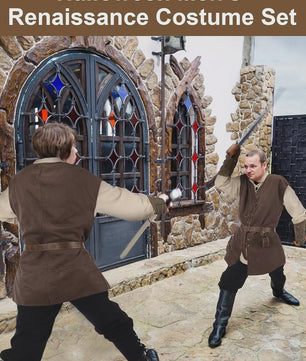 Herfst/Winter Herenkostuum: Middeleeuws Renaissance Viking Set (6-delig)