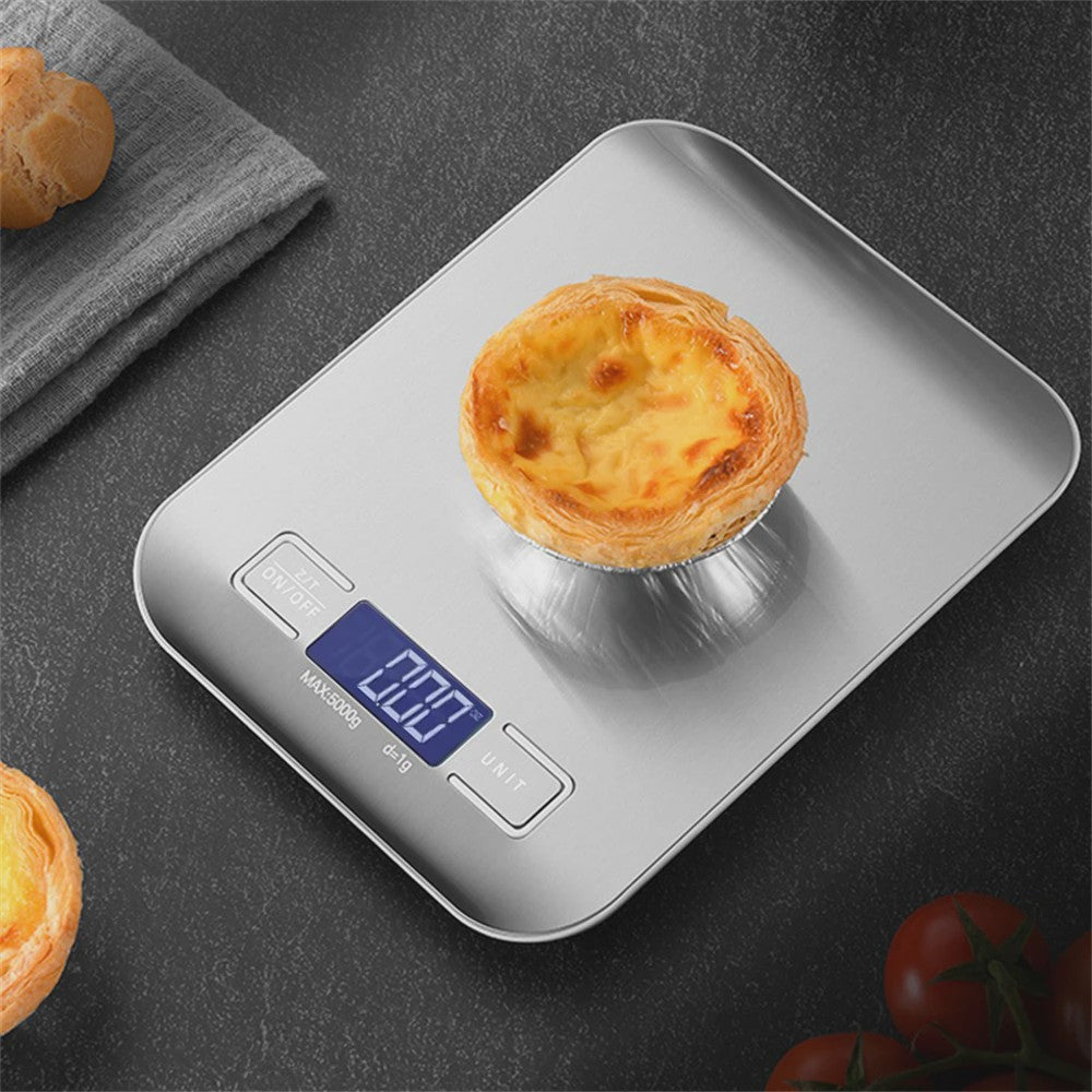 Precisie Keukenweegschaal RVS - 5kg/10kg, 1g Nauwkeurigheid, LCD Achtergrondverlichting