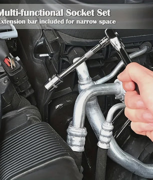 46-delige 1/4 inch doppenset met ratel en bits – Complete gereedschapskit voor motor en auto