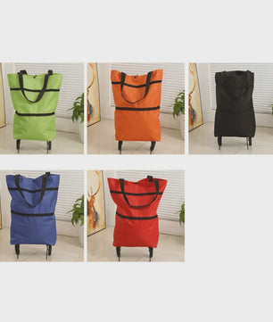 2-in-1 Opvouwbare Boodschappentrolley met Wielen - Handige Draagtas