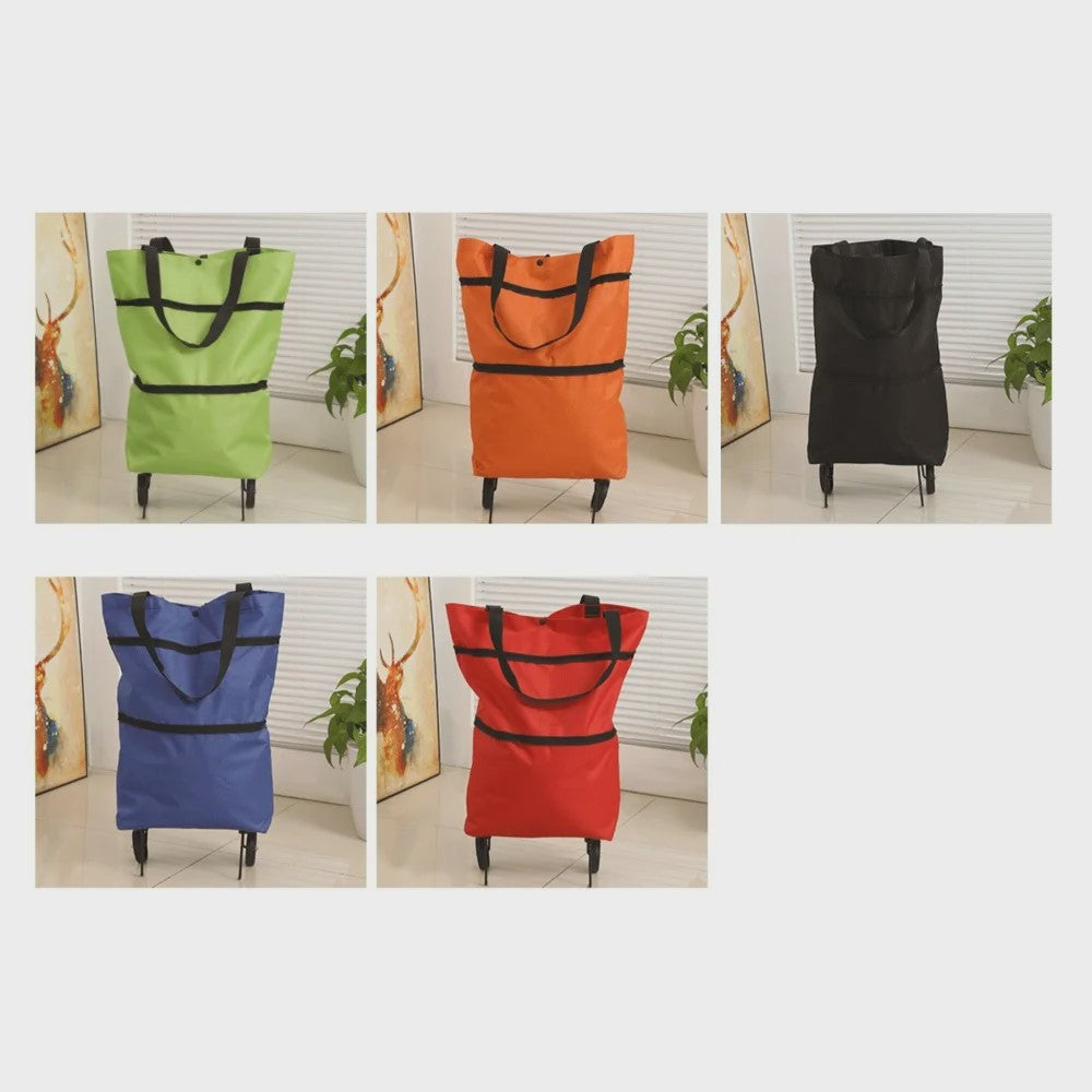 2-in-1 Opvouwbare Boodschappentrolley met Wielen - Handige Draagtas