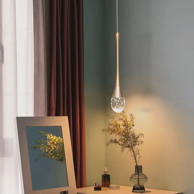 Moderne Druppel Kristal Hanglamp met Bubbel Effect - Sfeervolle Verlichting voor Keuken, Eettafel en Woonkamer