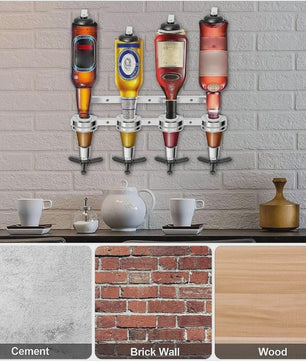 Wandmontage Drankdispenser voor 4 Flessen - Bar Accessoire