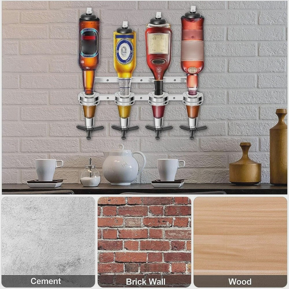 Wandmontage Drankdispenser voor 4 Flessen - Bar Accessoire