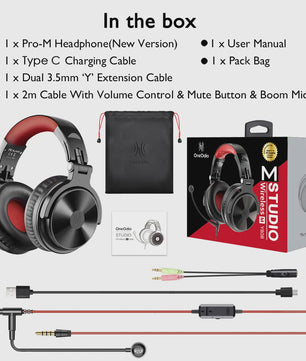 Oneodio Draadloze Bluetooth 5.2 Gaming Headset met 110 Uur Batterijduur & Boom Microfoon