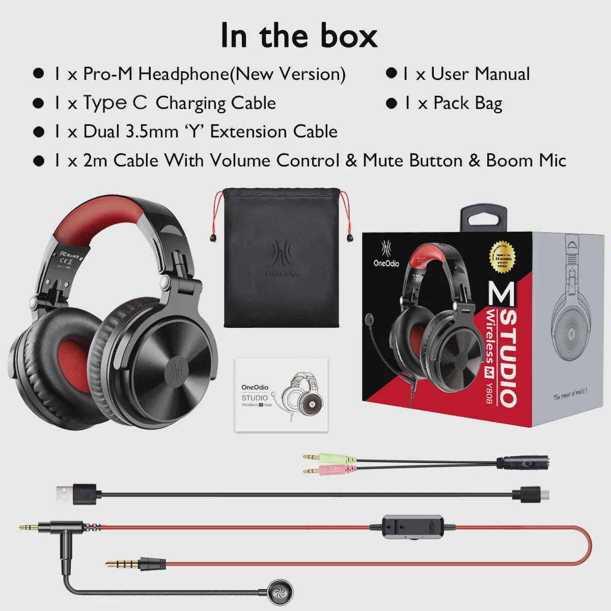 Oneodio Draadloze Bluetooth 5.2 Gaming Headset met 110 Uur Batterijduur & Boom Microfoon