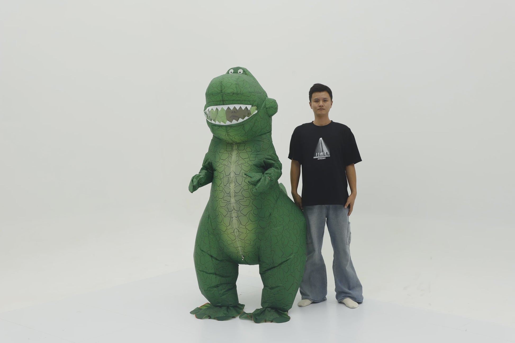 Opblaasbaar T-Rex Dino Kostuum voor Volwassenen - Mascot Feest Outfit