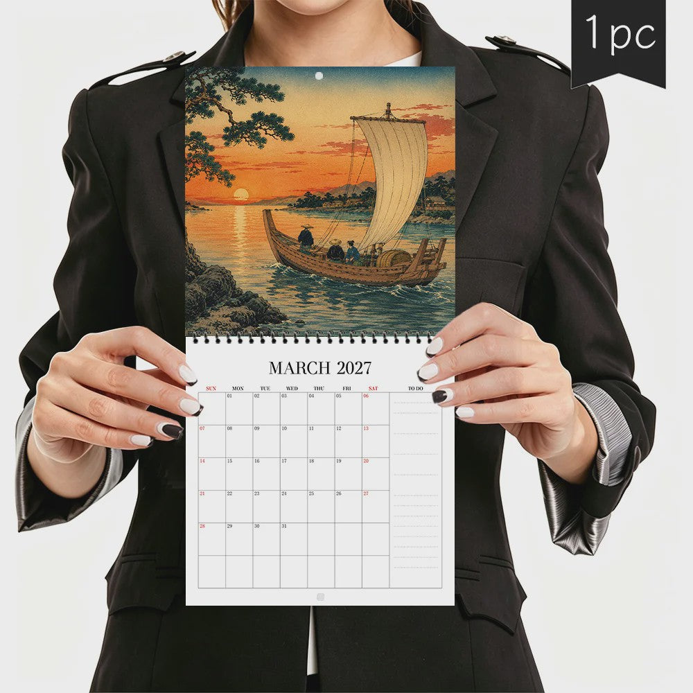 2027 Kalender: Japanse Ukiyo-e Kunst & Maandelijkse Planner - Perfect Cadeau