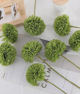 12x Kunst Bolchrysanten Groen - Decoratieve Kunstbloemen voor Huis & Feest