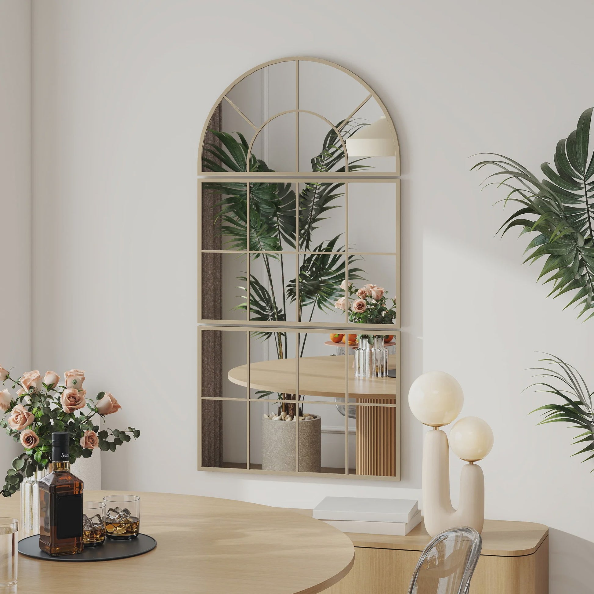 Boogvormige Raam Spiegel Set - 3 Delig - Metalen Frame - Woonkamer & Slaapkamer Decoratie