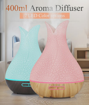 Aroma Diffuser met Houtnerf Design, 7 Kleuren LED en Afstandsbediening