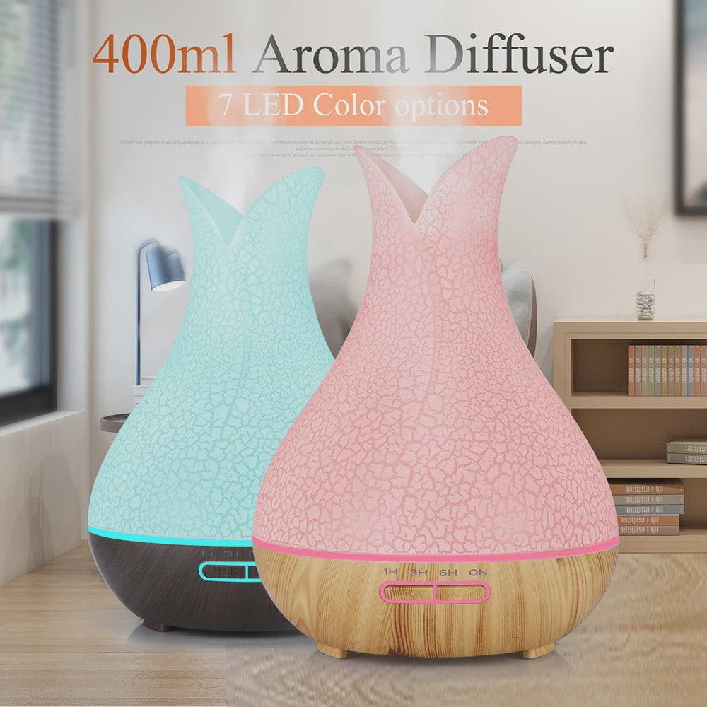 Aroma Diffuser met Houtnerf Design, 7 Kleuren LED en Afstandsbediening