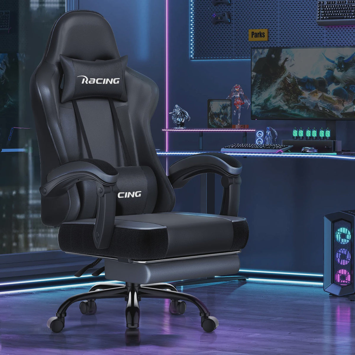 Ergonomische Gaming Stoel met Voetensteun, Hoofd- en Lendesteun | Max 150kg
