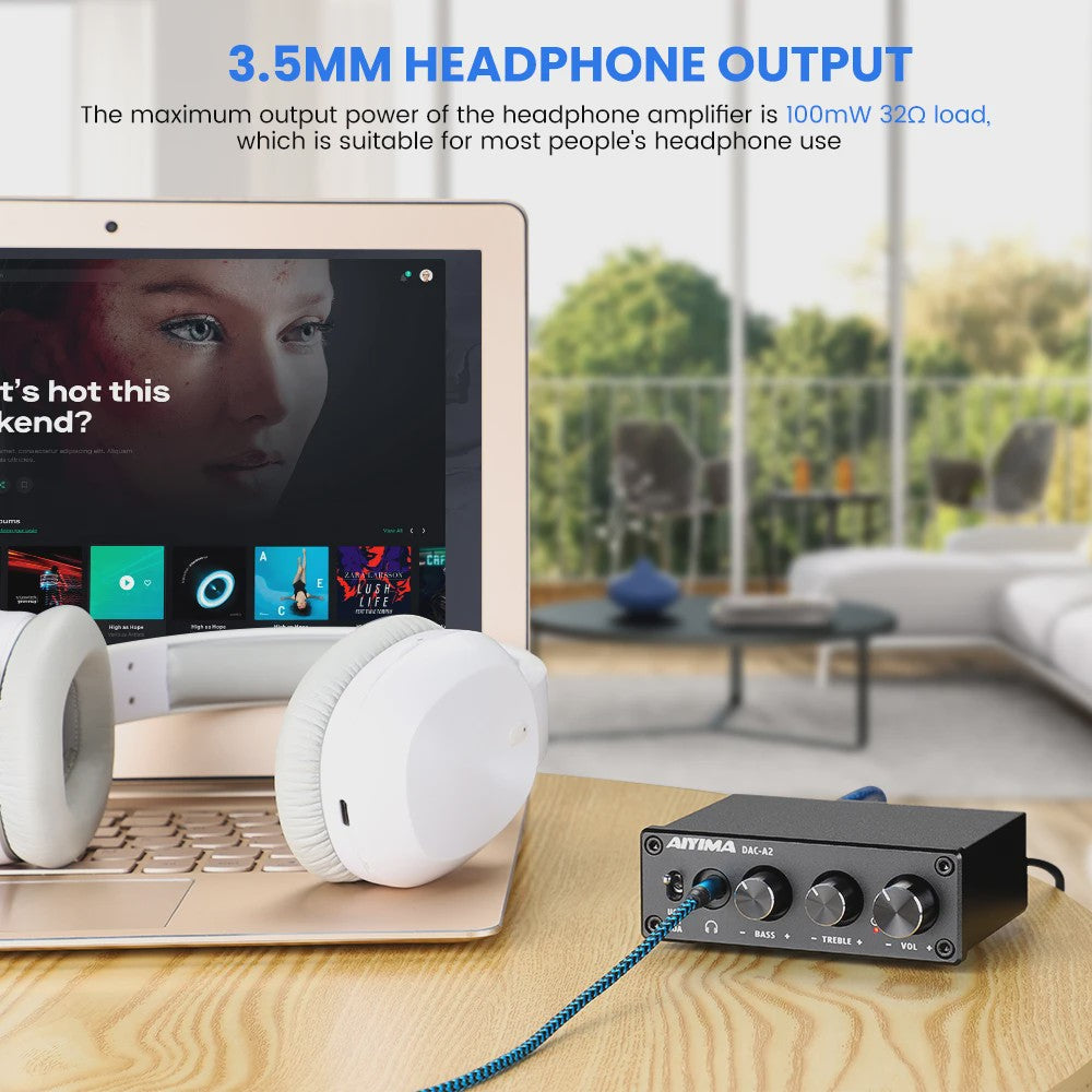 AIYIMA DAC-A2 HiFi DAC & Hoofdtelefoonversterker - USB, Coaxiaal, Optisch