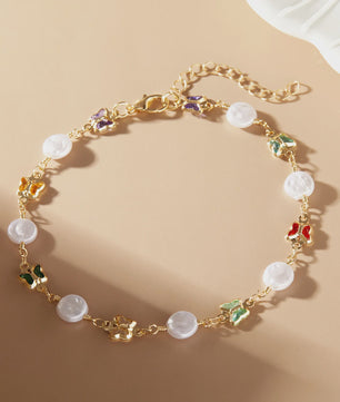 Vintage Boho Ankelbandje met Hartjes & Kristallen - Kleurrijk Zomer Sieraden voor Dames