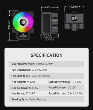 UPSIREN Walrus Assassin 90 CPU Cooler met Digitaal Display en 4 Heatpipes