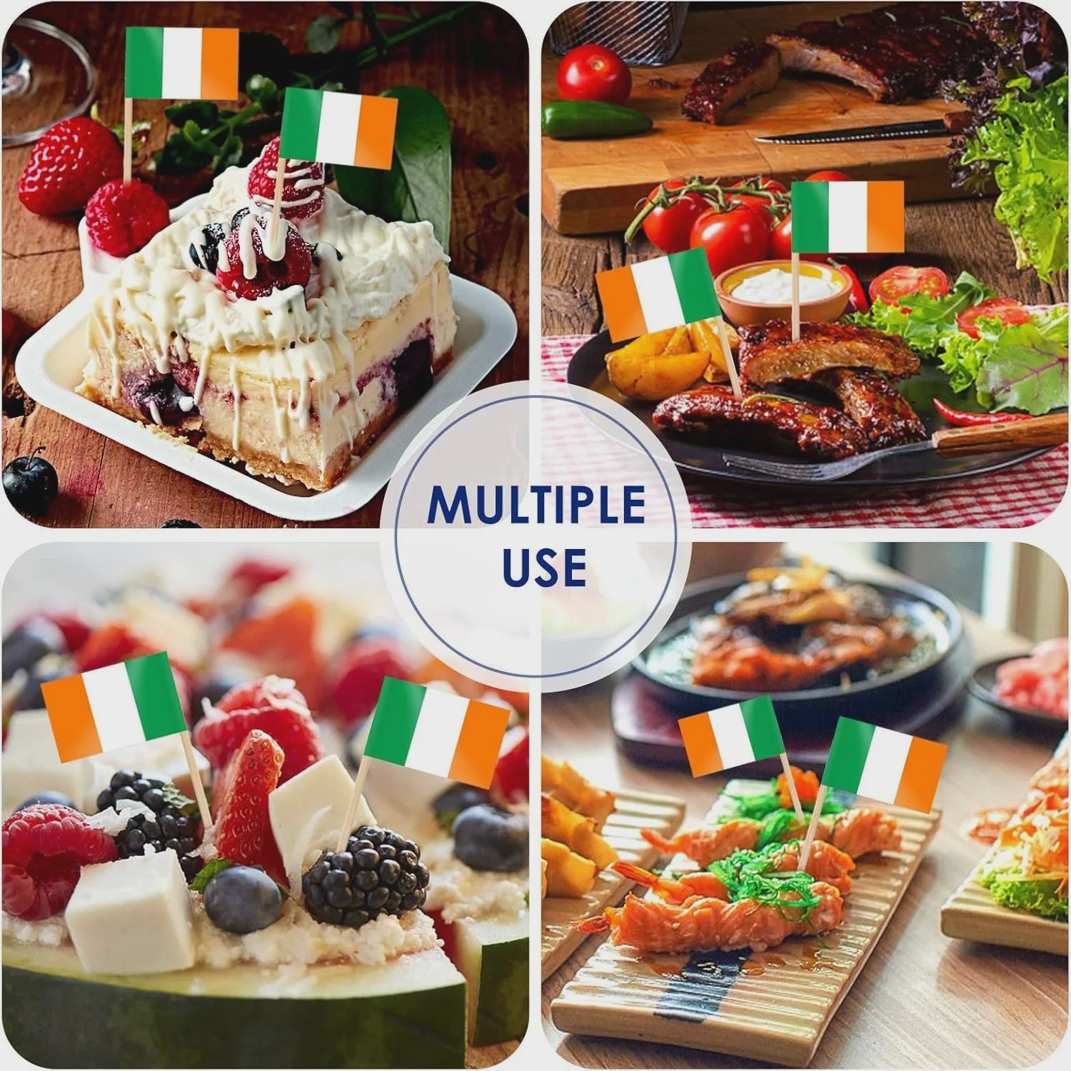 100 Stuks Ierse Vlag Prikkers - Mini Vlaggetjes voor Cupcakes, Hapjes en Cocktails