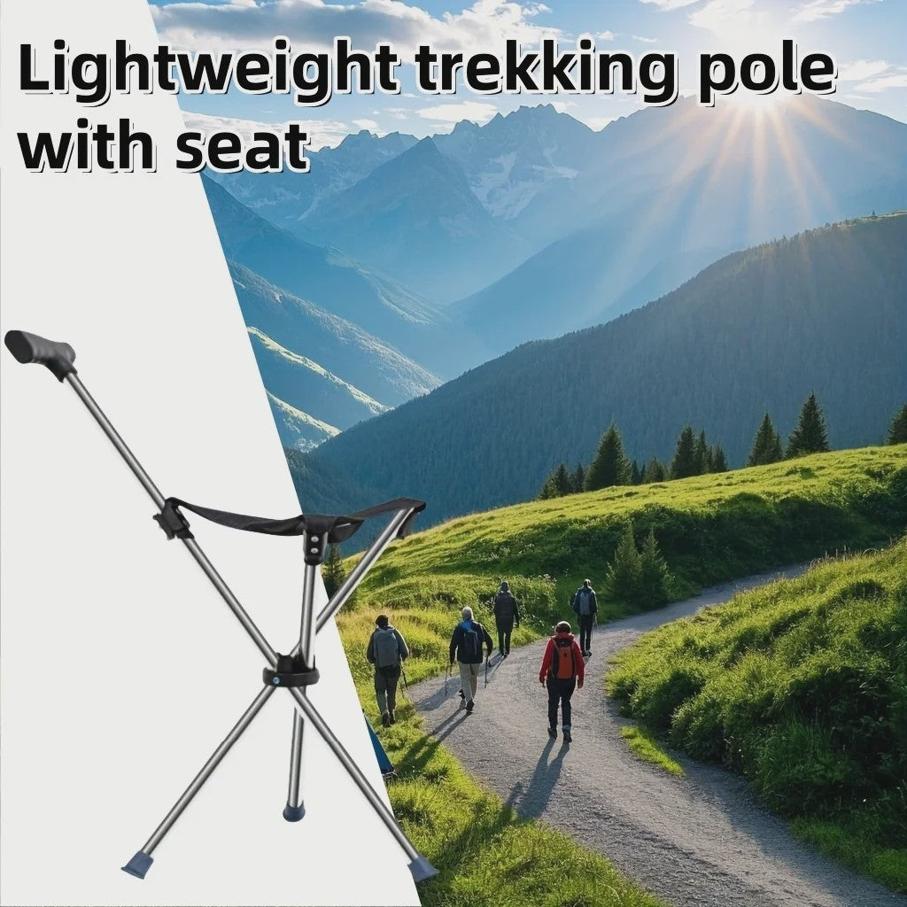Opvouwbare Wandelstok met Stoel - 2-in-1 Reisstok voor Wandelen, Kamperen en Buitenactiviteiten
