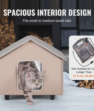 Verwarmd Kattenhuis Buiten - Waterdicht, Verstelbare Temperatuur & Timer