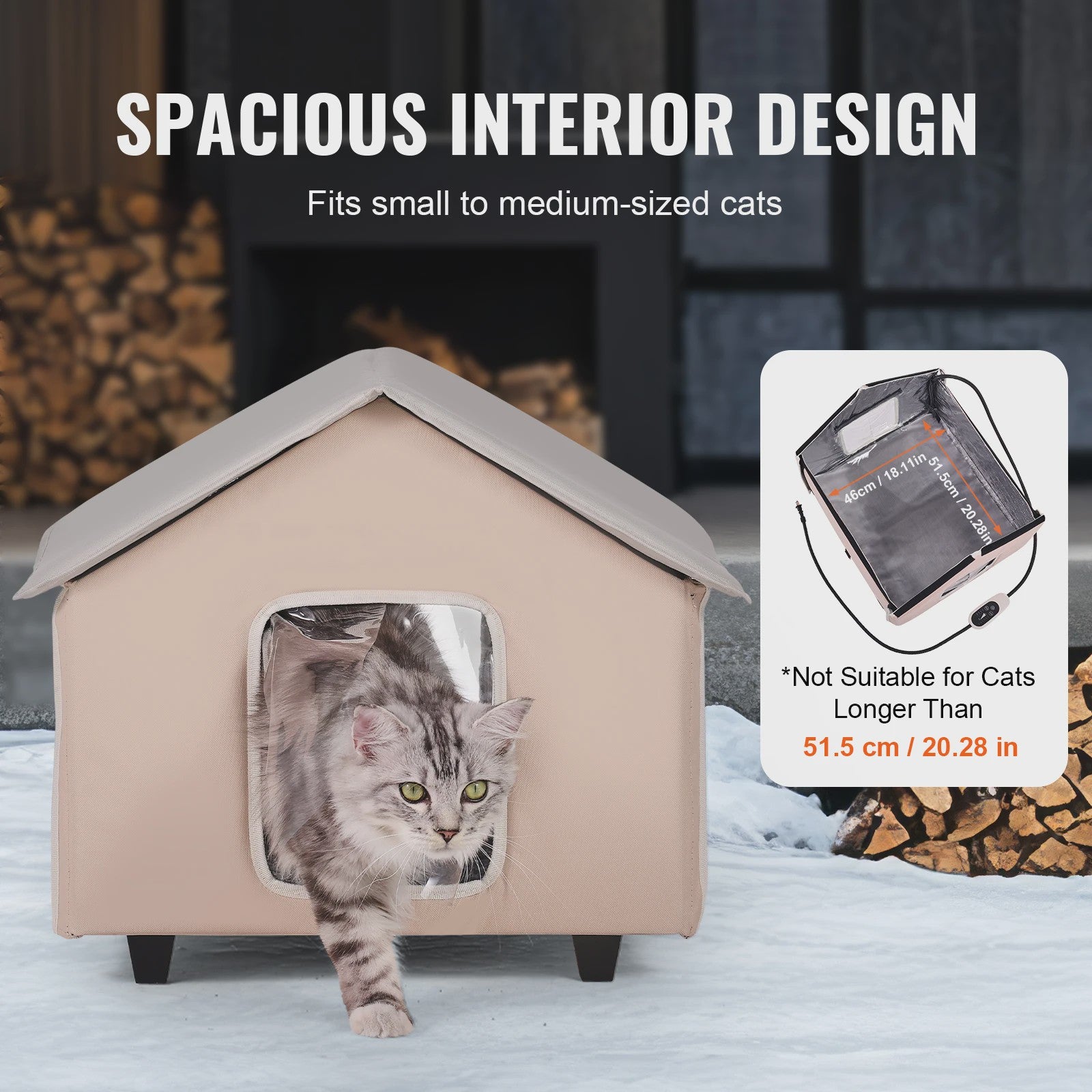 Verwarmd Kattenhuis Buiten - Waterdicht, Verstelbare Temperatuur & Timer