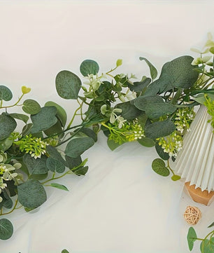 Kunst Eucalyptus Slier met Witte Bloesems - 180cm Decoratieve Slir voor Binnen & Buiten