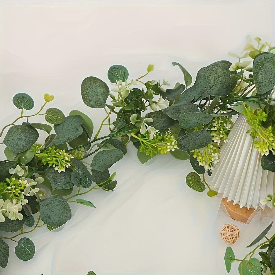 Kunst Eucalyptus Slier met Witte Bloesems - 180cm Decoratieve Slir voor Binnen & Buiten
