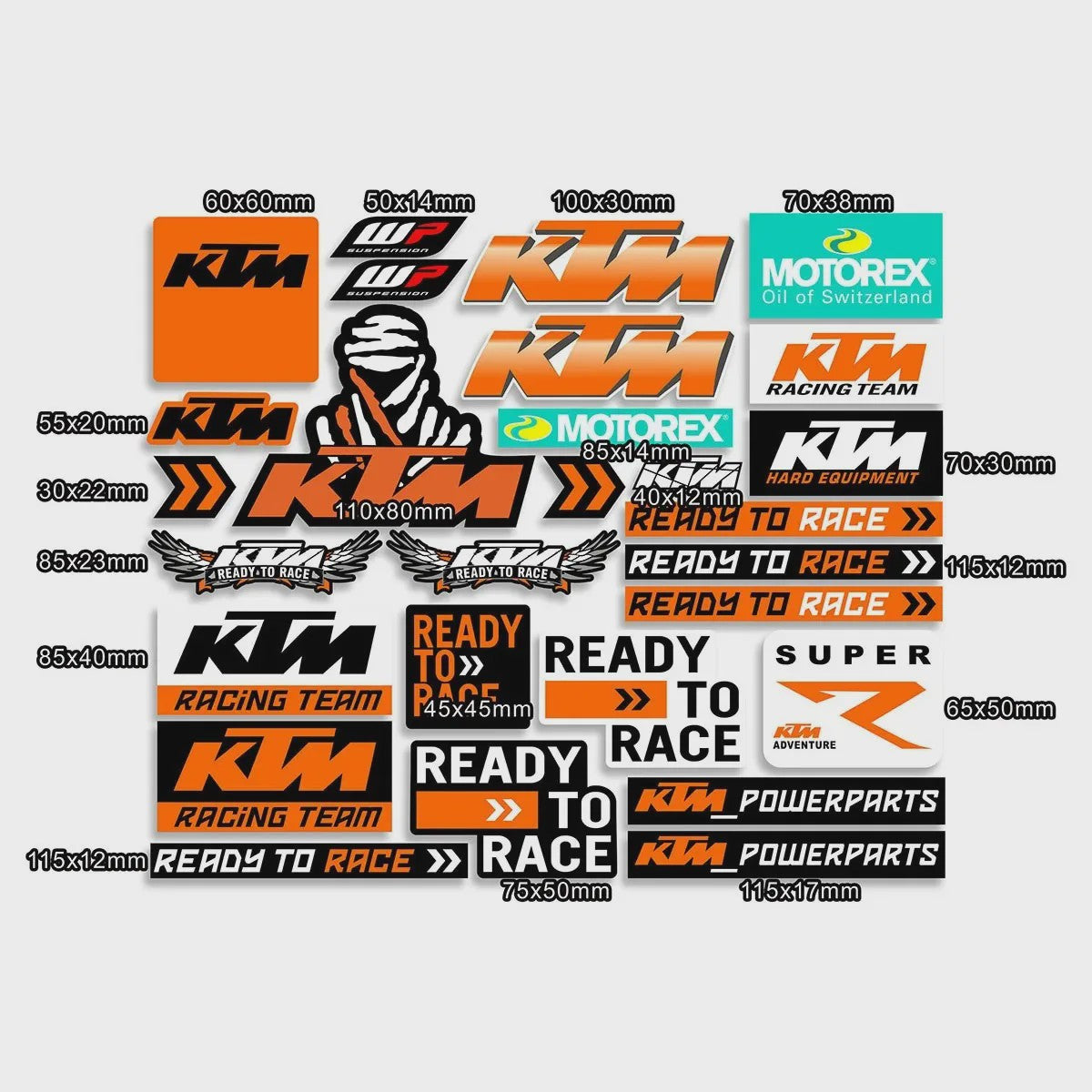 KTM Motor Stickers Set - Waterdicht Vinyl Decoratie voor Duke & Adventure Modellen