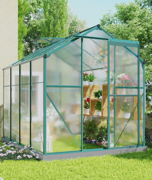 Aluminium Kweekkas met Fundering 4,75 M² - 190x253 cm met Dakraam en Schuifdeur