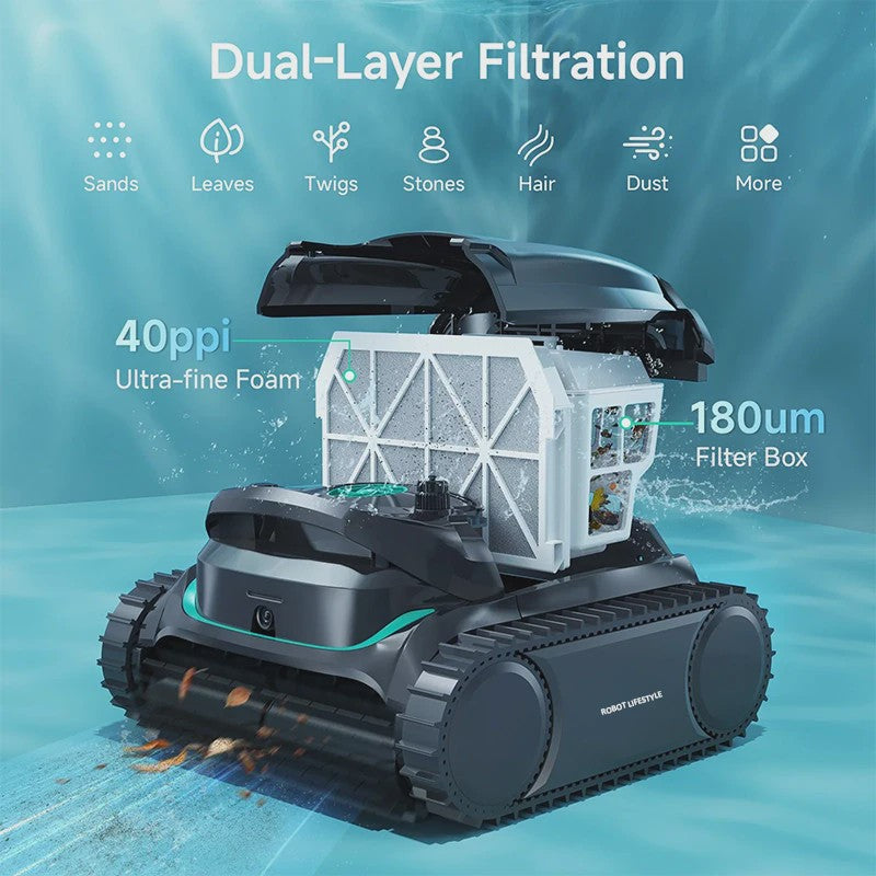 WYBOT M2 Robot Zwembadreiniger: Slimme AI Visie, Grote Batterij & Efficiënte Reiniging